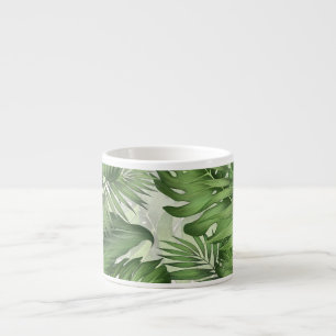Tropical jungle leaves: seamless floral background espresso cup