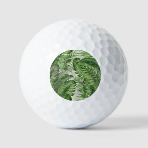 Tropical jungle leaves: seamless floral background golf balls
