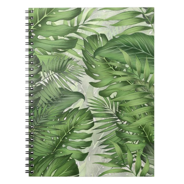 Tropical jungle leaves: seamless floral background notebook (Front)