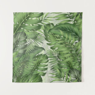 Tropical jungle leaves: seamless floral background tapestry