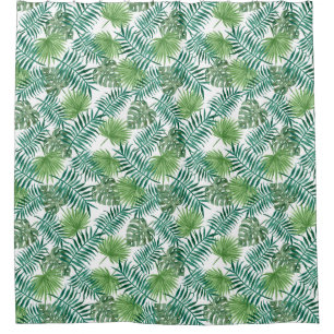 Tropical Jungle Leaves Shower Curtain