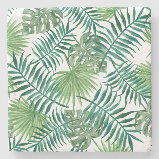 Tropical Jungle Leaves Stone Coaster (Front)