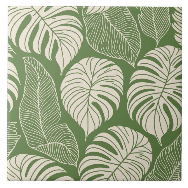 Tropical jungle leaves tile (Front)