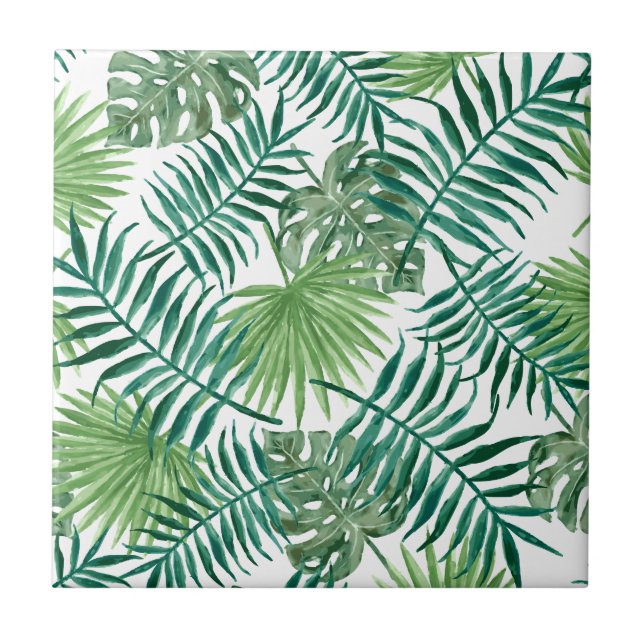 Tropical Jungle Leaves Tile (Front)