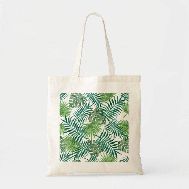 Tropical Jungle Leaves Tote Bag (Front)