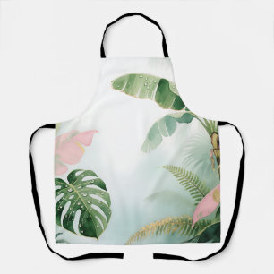 Tropical Jungle Leaves Watercolor Apron