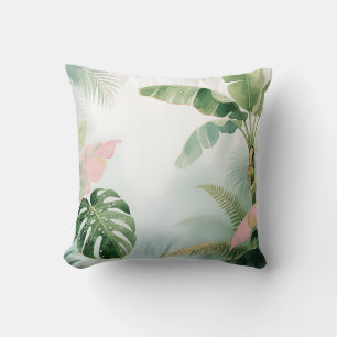Tropical Jungle Leaves Watercolor Cushion