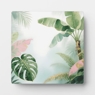 Tropical Jungle Leaves Watercolor Plaque