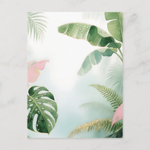 Tropical Jungle Leaves Watercolor Postcard