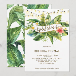 Tropical jungle lights bridal shower invitation