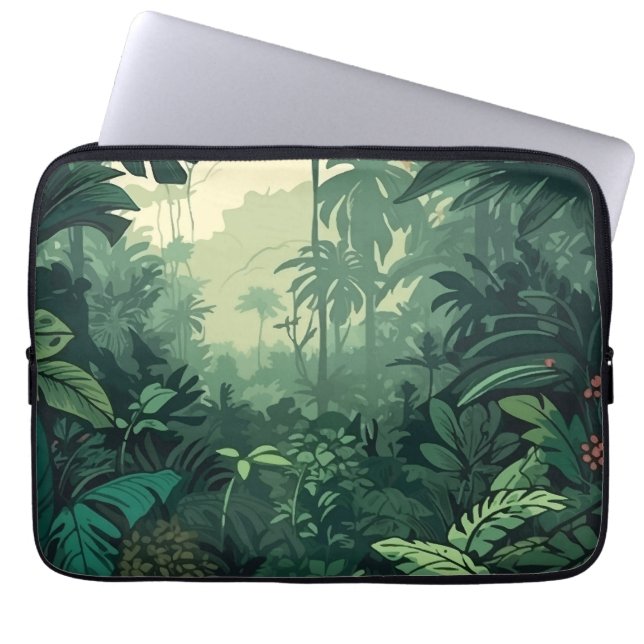 tropical jungle lush exotic vegetation nature plan laptop sleeve (Front)