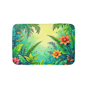 Tropical Jungle Lush Paradise Design Bath Mat