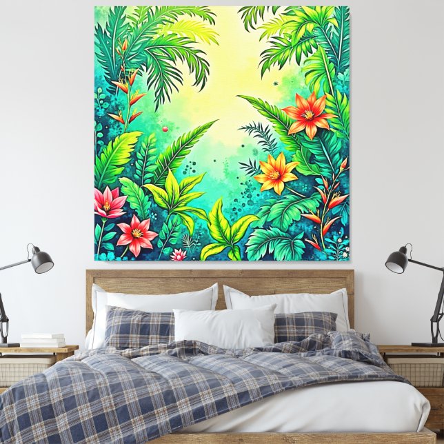 Tropical Jungle Lush Paradise Design Canvas Print (Insitu(Bedroom))