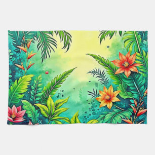 Tropical Jungle Lush Paradise Design Tea Towel