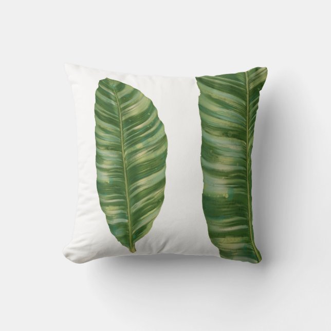 Tropical Jungle Modern Banana Leaf Greenery Green Cushion (Front)
