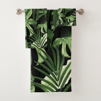 Tropical Jungle Night Leaves Pattern #5 Bath Towel Set