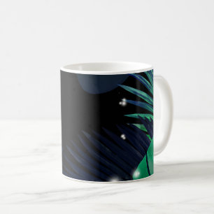 Tropical Jungle   Overlapping Palm Monstera Leaves Coffee Mug