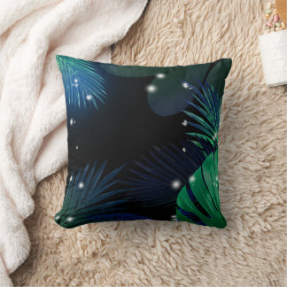 Tropical Jungle | Overlapping Palm Monstera Leaves Cushion