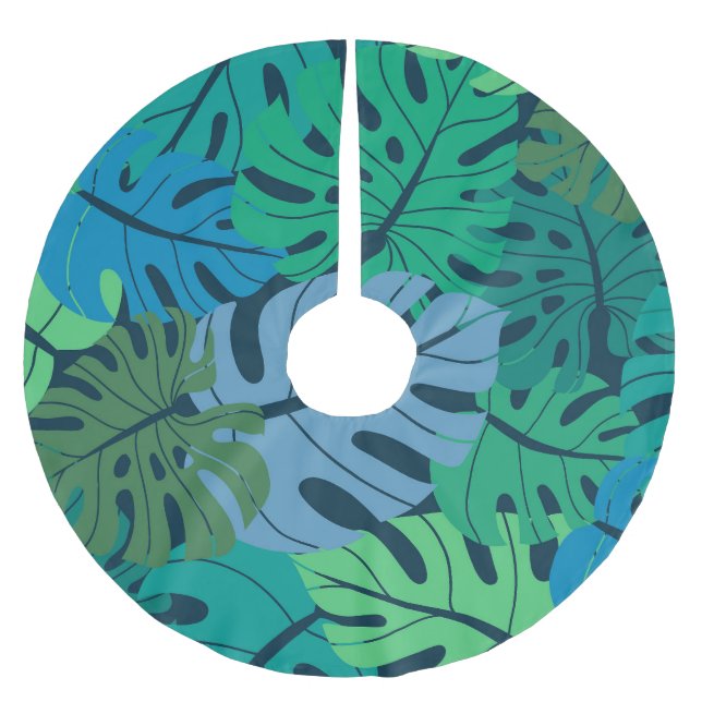 Tropical Jungle Palm Seamless Pattern Brushed Polyester Tree Skirt (Front)