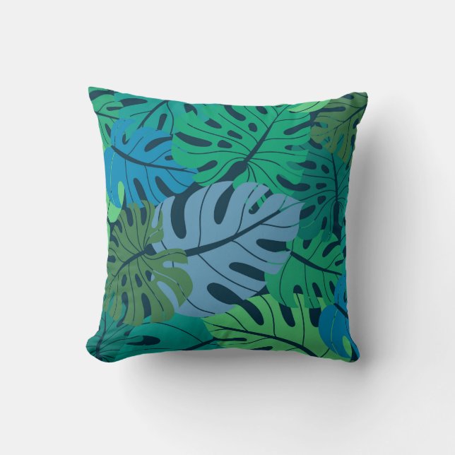 Tropical Jungle Palm Seamless Pattern Cushion (Front)