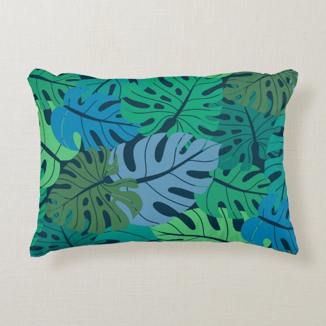 Tropical Jungle Palm Seamless Pattern Decorative Cushion (Front)