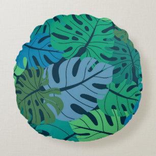 Tropical Jungle Palm Seamless Pattern Round Cushion