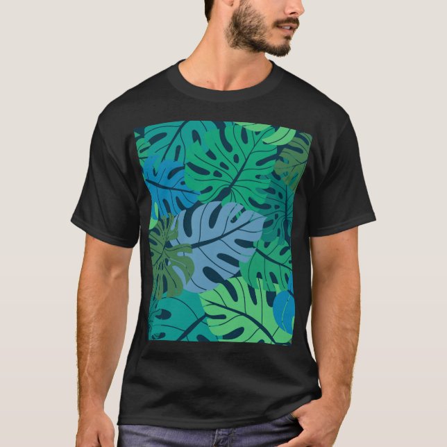 Tropical Jungle Palm Seamless Pattern T-Shirt (Front)