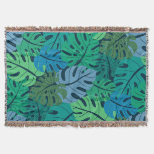 Tropical Jungle Palm Seamless Pattern Throw Blanket