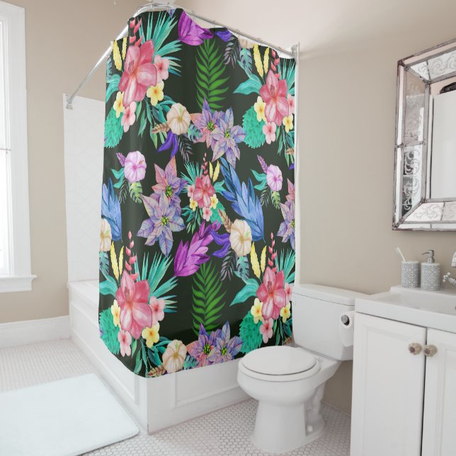 Tropical Jungle Plants Shower Curtain (In Situ)