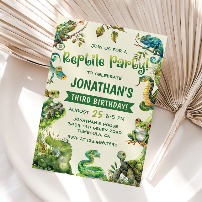 Tropical Jungle Reptile Kids Birthday Party  Invitation (Creator Uploaded)