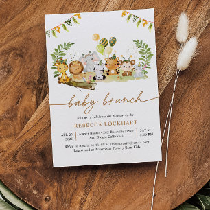 Tropical Jungle Safari Animals Baby Brunch Invitation