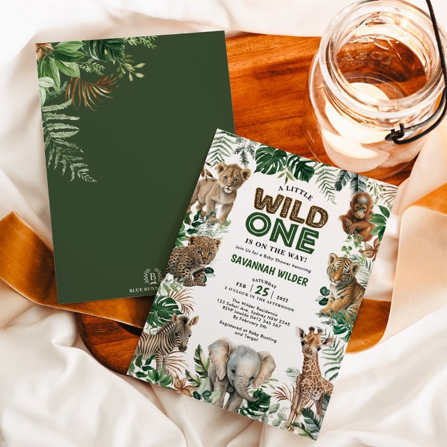 Tropical Jungle Safari Animals Baby Shower Invitation (Creator Uploaded)