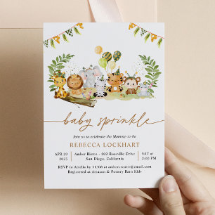 Tropical Jungle Safari Animals Baby Sprinkle Invitation