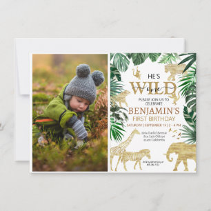 Tropical Jungle Safari Animals Birthday Invitation
