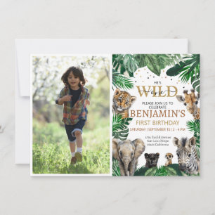 Tropical Jungle Safari Animals Birthday Invitation
