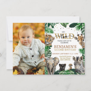 Tropical Jungle Safari Animals Birthday Invitation