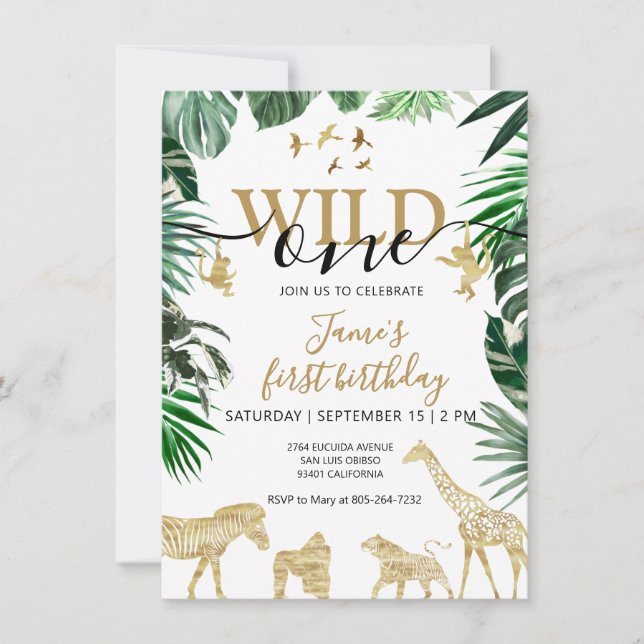 Tropical Jungle Safari Animals Birthday Invitation (Front)