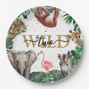 Tropical Jungle Safari Animals Birthday Paper Plate