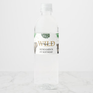 Tropical Jungle Safari Animals Birthday Water Bottle Label