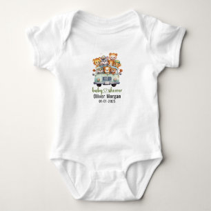 Tropical Jungle Safari Animals Boy Baby Shower Bodysuit