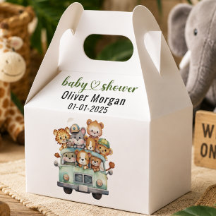 Tropical Jungle Safari Animals Boy Baby Shower Favour Box