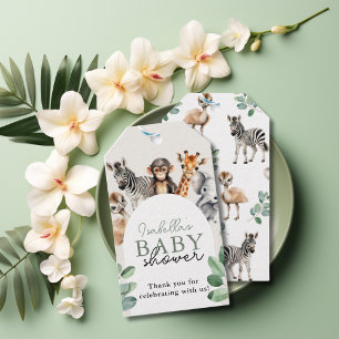 Tropical Jungle Safari Animals Boy Baby Shower Gift Tags