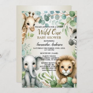 Tropical Jungle Safari Animals Boy Baby Shower Invitation