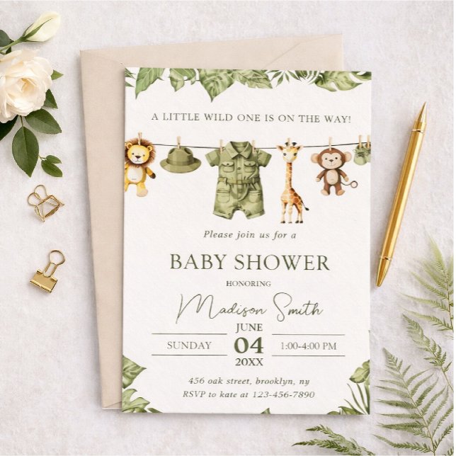 Tropical Jungle Safari Animals Boy Baby Shower Invitation (Creator Uploaded)