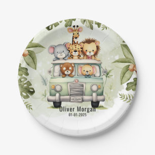 Tropical Jungle Safari Animals Boy Baby Shower Paper Plate