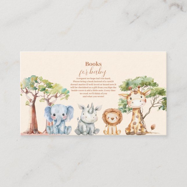 Tropical Jungle Safari Animals Boy  Books for Baby Enclosure Card (Front)