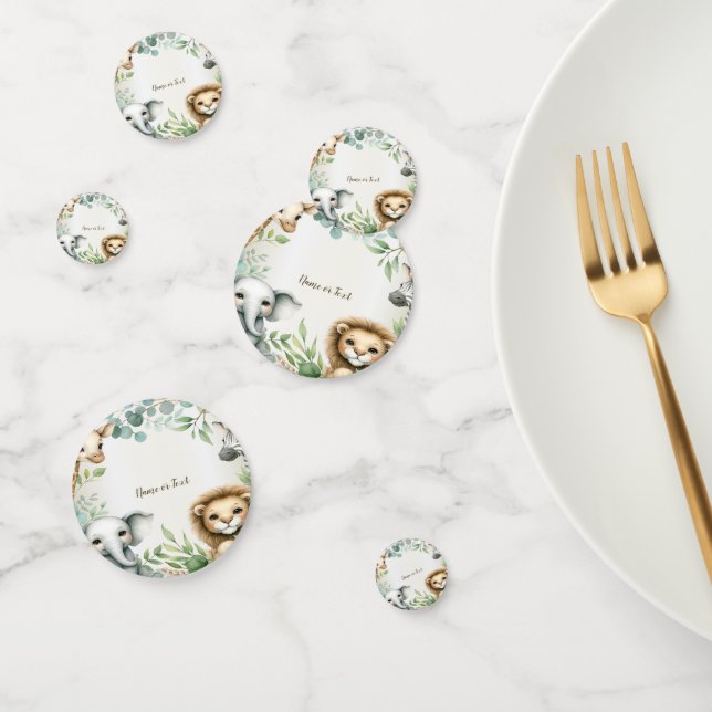Tropical Jungle Safari Animals Green Leaves Party Confetti (Group)