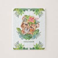 Tropical Jungle Safari Cute Cheetah Kids Name