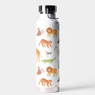 Tropical Jungle Safari Wild Animals Pattern Water Bottle