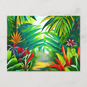 Tropical jungle scene postcard
